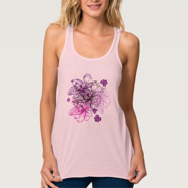 Wahine Lace Hawaiian Orchid Tank Top (Front)