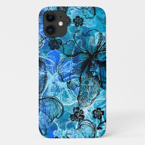 Wahine Lace Hawaiian Orchid Turquoise iPhone 11 Case