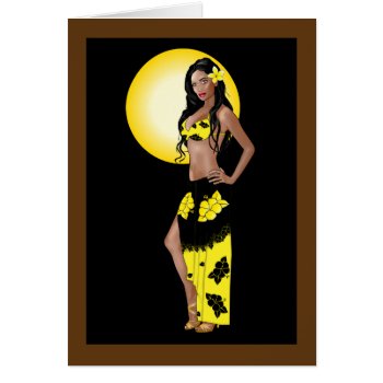 Wahine Pinup 1 Cards by MoonArtandDesigns at Zazzle