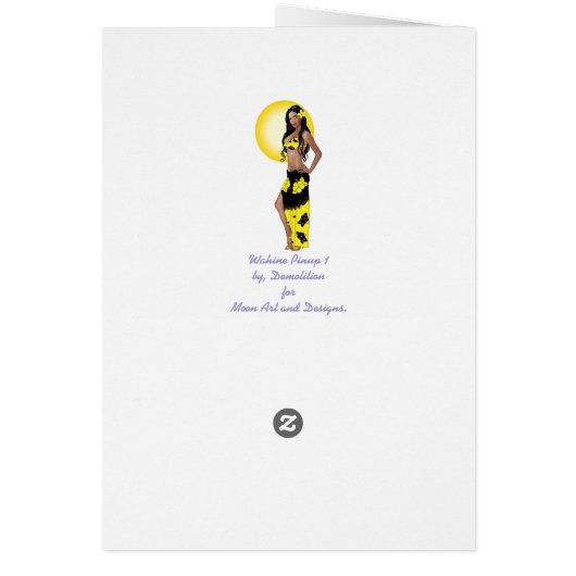 Wahine Pinup Coconut Tree Aloha Cards (Back)