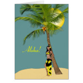 Wahine Pinup Coconut Tree Aloha Cards (Front)