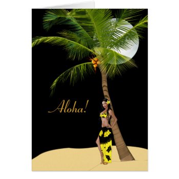 Wahine Pinup Coconut Tree Aloha Cards 2 by MoonArtandDesigns at Zazzle