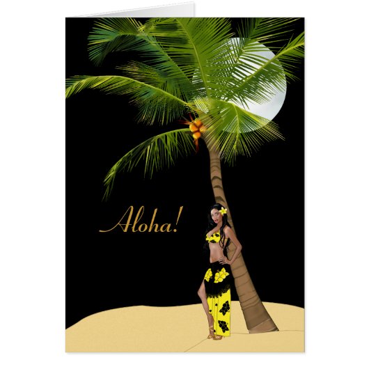 Wahine Pinup Coconut Tree Aloha Cards 2 (Front)