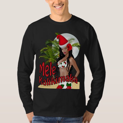 Wahine Pinup Mele Kalikimaka Christmas T_Shirt 04
