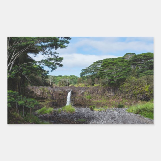 wai'ale falls in wailuku river state park rectangular sticker (Front)