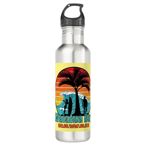 Waialua Bay Beach Hawaii Surfers Stainless Steel Water Bottle
