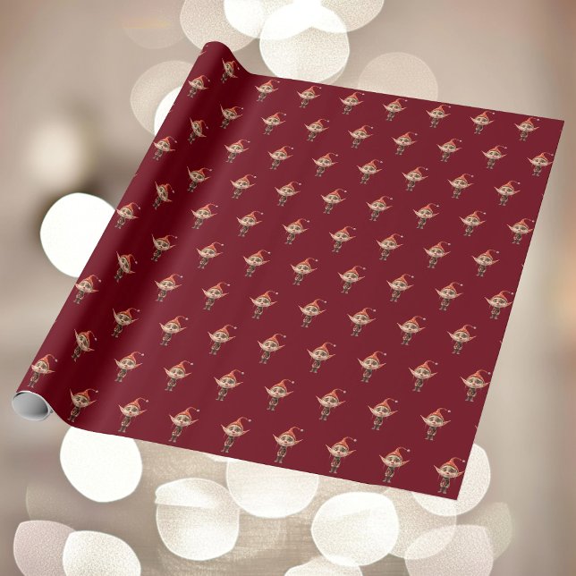 Waifish Girl Christmas Elf Wrapping Paper (Creator Uploaded)