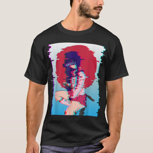 Waifu Anime School Girl - Japanese Aesthetic Vapor T-Shirt (Front)