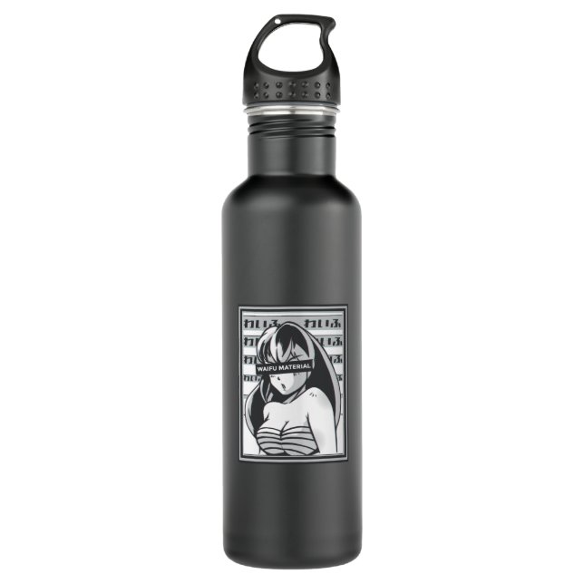 Waifu material anime stainless steel water bottle (Front)