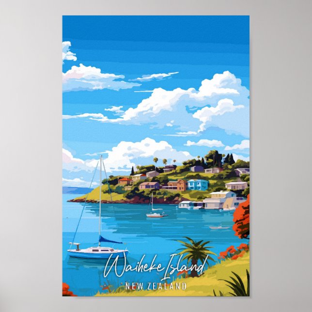 Waiheke Island New Zealand vintage travel  Poster (Front)