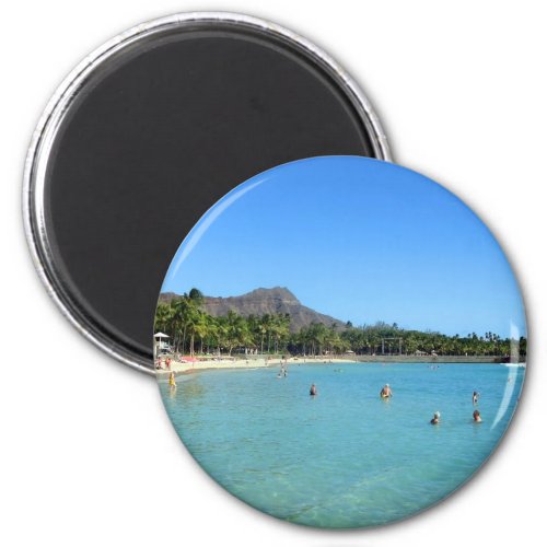 Waikiki Beach and Diamond Head Crater Hawaii Magnet