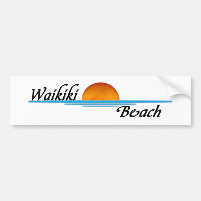 Waikiki Beach Bumper Sticker (Front)