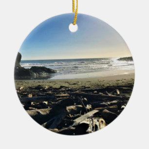 Waikiki Beach, Cape Disappointment, Washington Ceramic Ornament