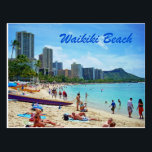 Waikiki Beach Card<br><div class="desc">Hawaii's famous Waikiki Beach in a vintage 1960's-style card.</div>