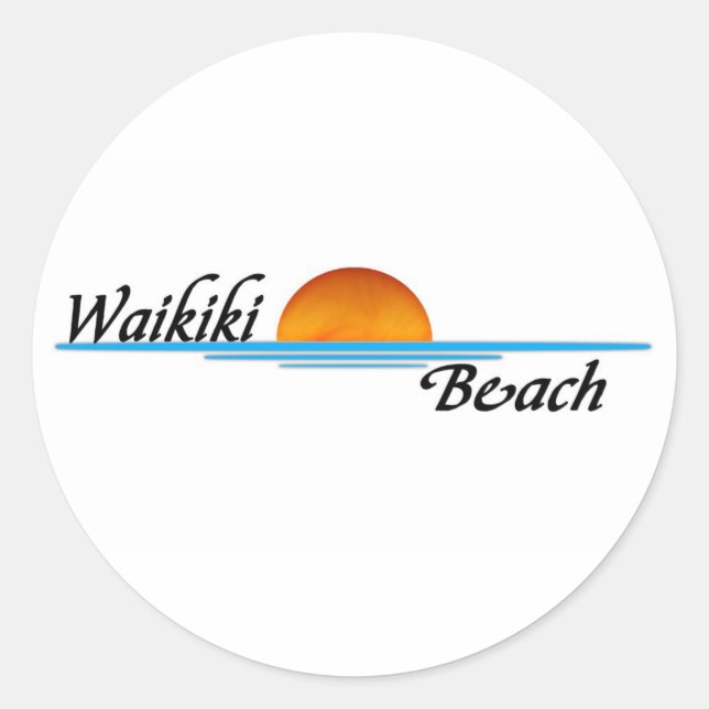 Waikiki Beach Classic Round Sticker (Front)