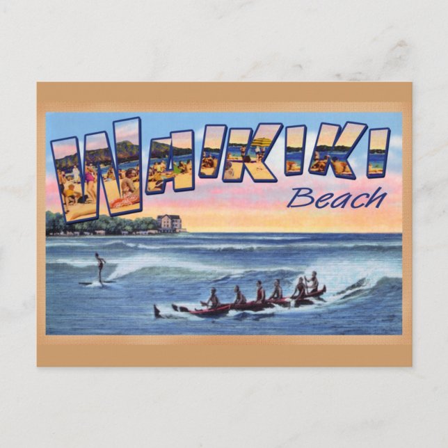 Waikiki Beach Club vintage postcard (Front)