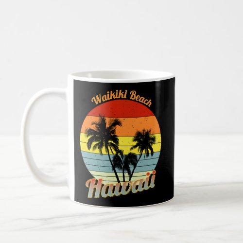 Waikiki Beach Hawaii Tropical Palm Trees Vacation Coffee Mug