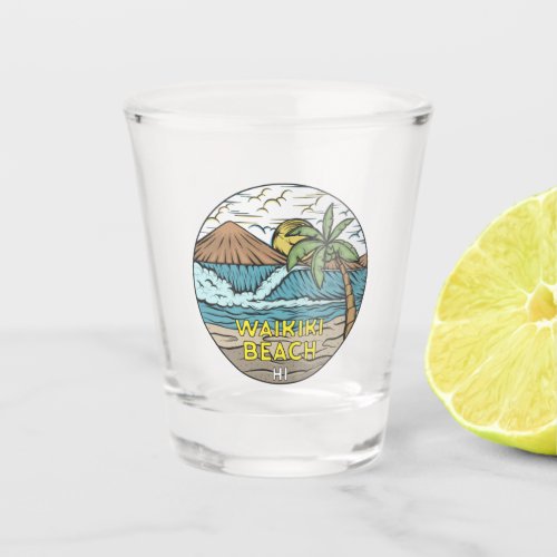 Waikiki Beach Hawaii Vintage Shot Glass