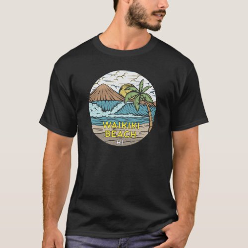 Waikiki Beach Hawaii Vintage T_Shirt