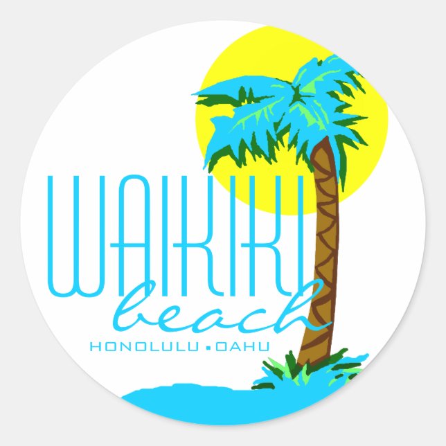 Waikiki Beach- Honolulu Classic Round Sticker (Front)