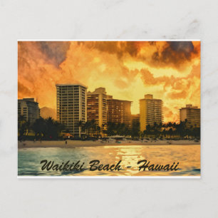 Waikiki Beach Honolulu Hawaii Postcard