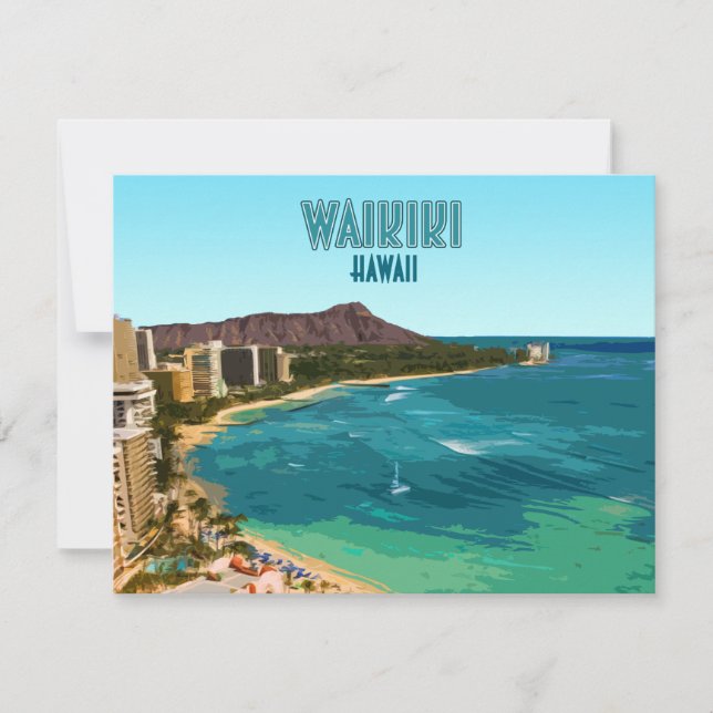 Waikiki Beach Honolulu Oahu Hawaii Flat Card (Front)