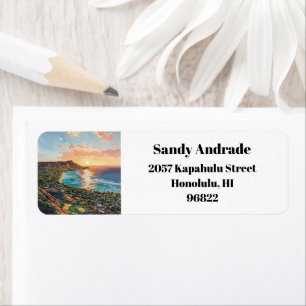 Waikiki Beach Honolulu Oahu Hawaii Return Address Label