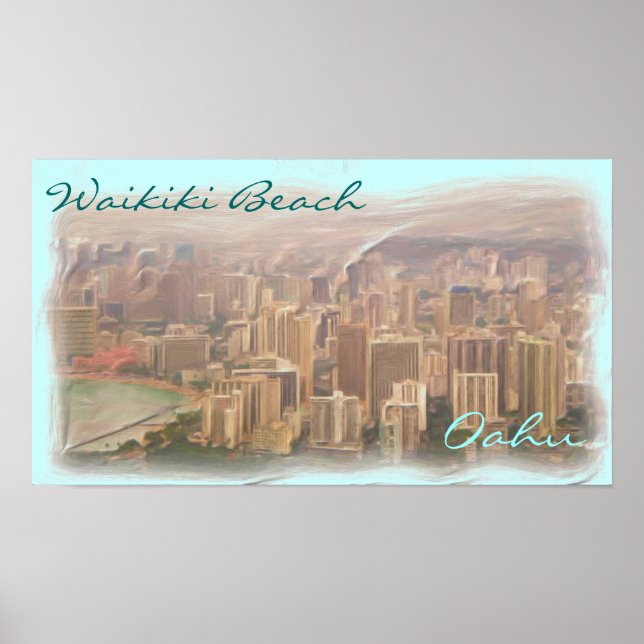 Waikiki Beach Oahu artistic poster (Front)