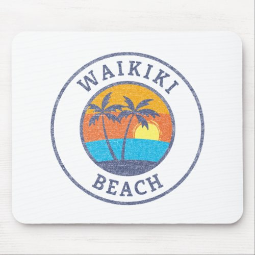 Waikiki Beach Oahu Faded Classic Style Mouse Pad