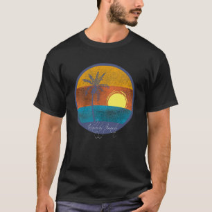 Waikiki Beach Oahu, Hawaii Faded Retro Sunset T-Shirt