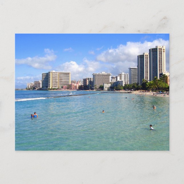 Waikiki Beach, Oahu, Hawaii Postcard (Front)