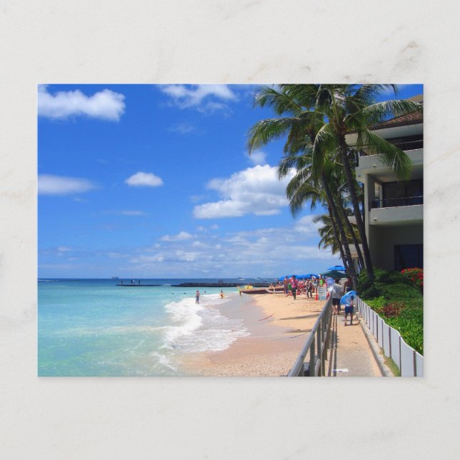 Waikiki Beach, Oahu, Hawaii Postcard (Front)