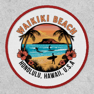 Waikiki Beach Retro Vignette Iron On Patch