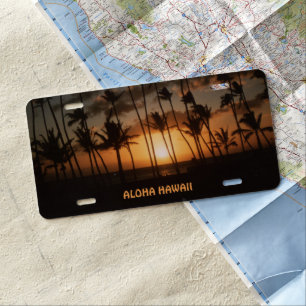 Waikiki Beach Sunset License Plate