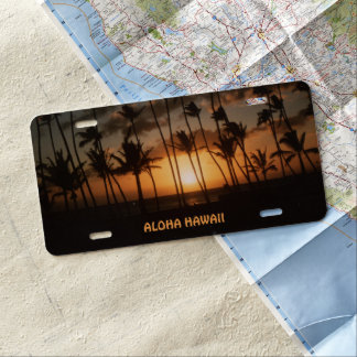 Waikiki Beach Sunset License Plate