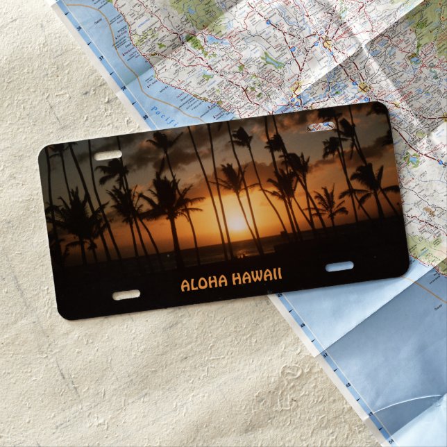 Waikiki Beach Sunset License Plate (In Situ)