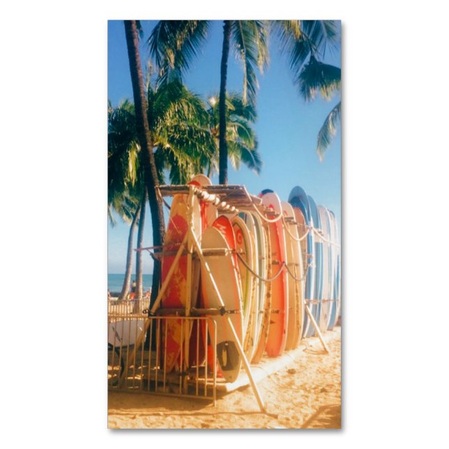 Waikiki Beach Surfboards  Business Card Magnet (Front Vertical)