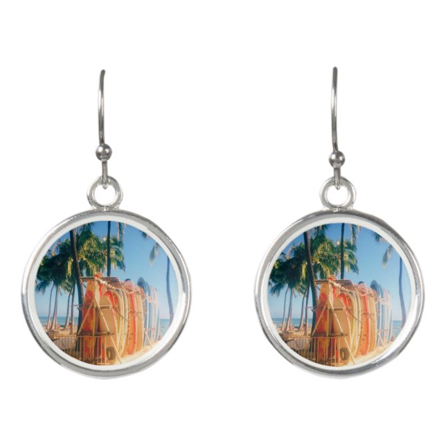 Waikiki Beach Surfboards  Earrings (Front)