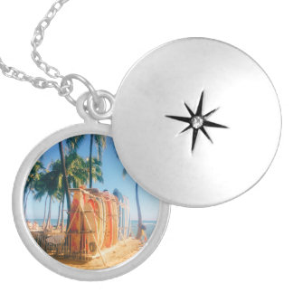 Waikiki Beach Surfboards Locket Necklace