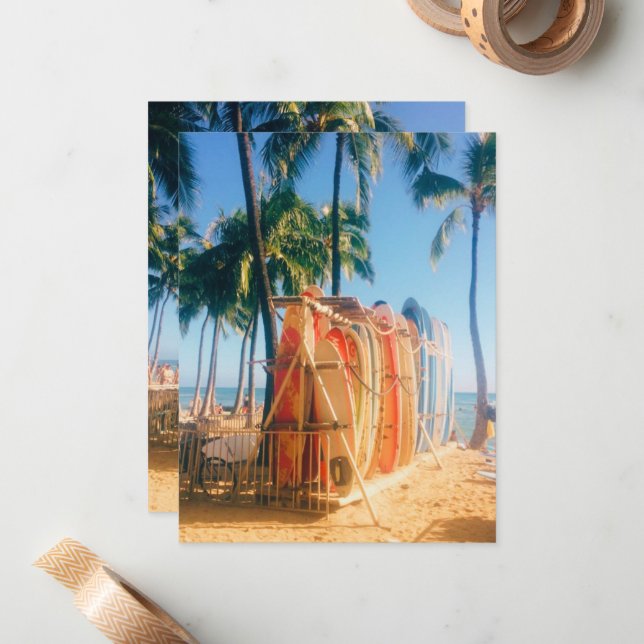 Waikiki Beach Surfboards  Note Card (Front/Back In Situ)
