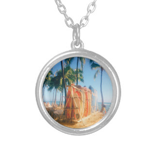 Waikiki Beach Surfboards Silver Plated Necklace