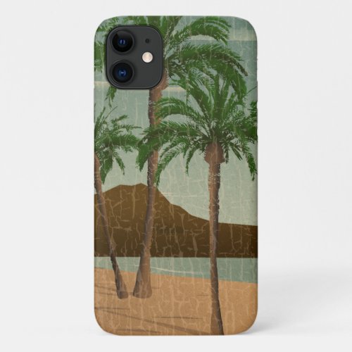 Waikiki Beach Vintage Distressed Postcard iPhone 11 Case