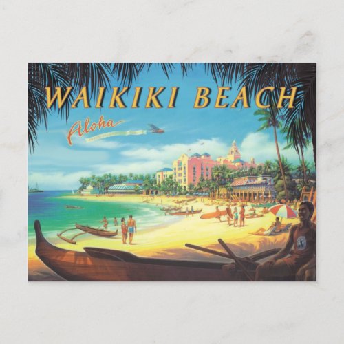 Waikiki Beach Vintage Reproduction Postcard