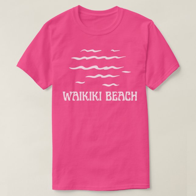 Waikiki Beach Waves White Text TShirt (Design Front)