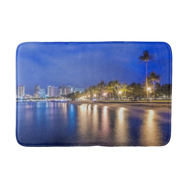 Waikiki City at Dawn Bath Mat (Front)