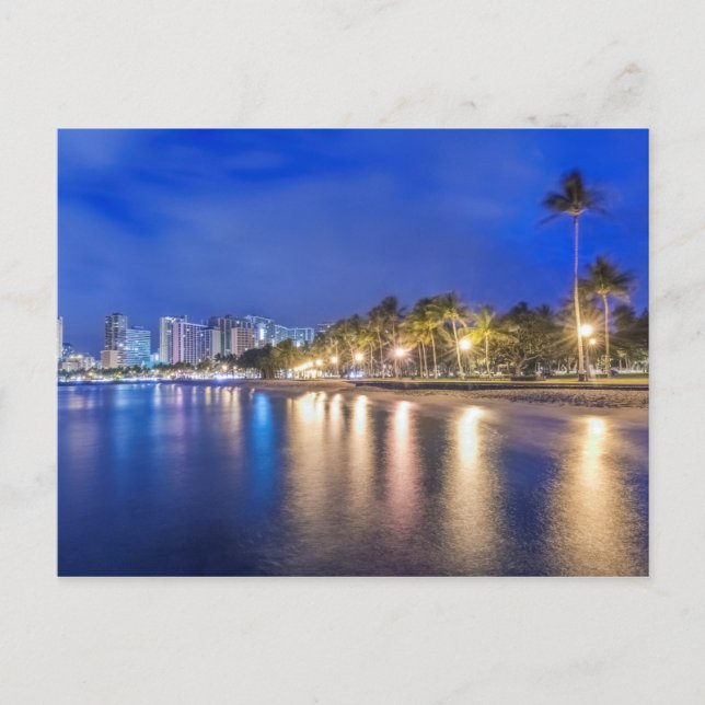 Waikiki City at Dawn Postcard (Front)
