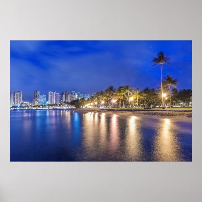 Waikiki City at Dawn Poster (Front)