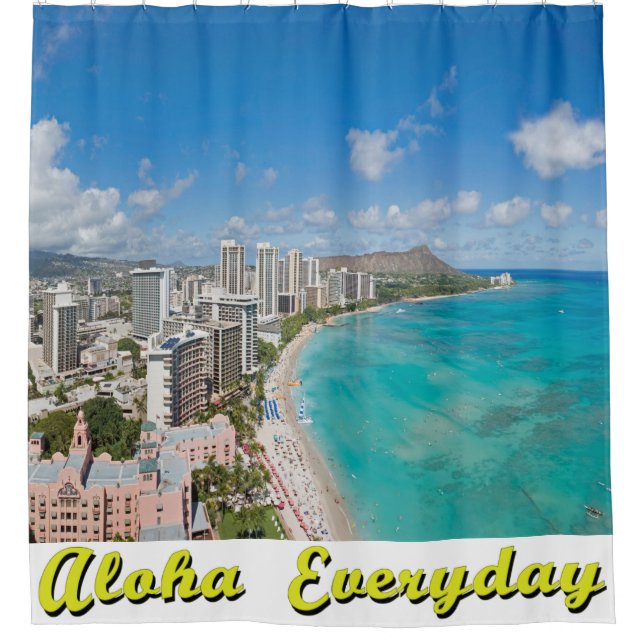 Waikiki Day Aloha Everyday Collection Shower Curta Shower Curtain (Front)