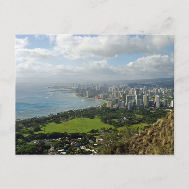 Waikiki from Diamondhead Postcard (Front)