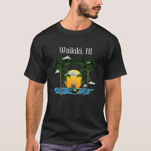 Waikiki Hawaii Beach Sunset T_Shirt